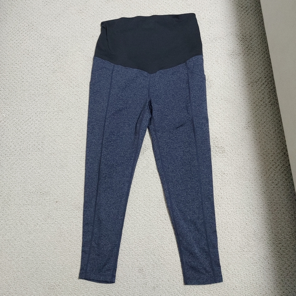Zella Maternity 7/8 Black and Blue Marled Leggings - Picture 2 of 6